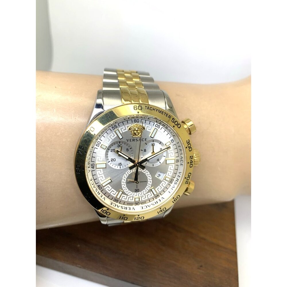 Versace Men's Watch VE2U00422 Swiss Quartz Chronograph Two Tone Stainless Steel - Picture 12 of 15